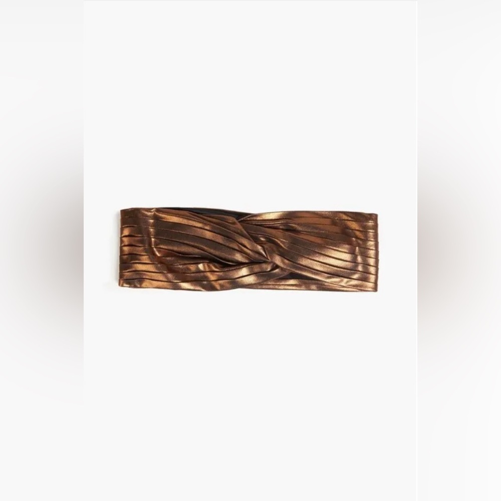 Eugenia Kim Azra Twisted Metallic Twill Bronze Turban Headband